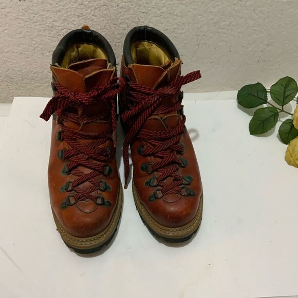 Vibram Boots Womens 6.5 Hiking Climbing Combat Boot Ankle Brown Leather - Picture 5 of 16